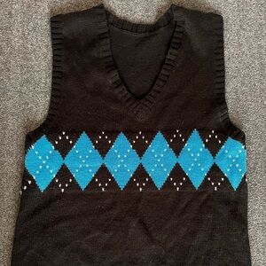 Women’s  Argyle Tennis Prep Sweater Vest Size M Old Money Preppy